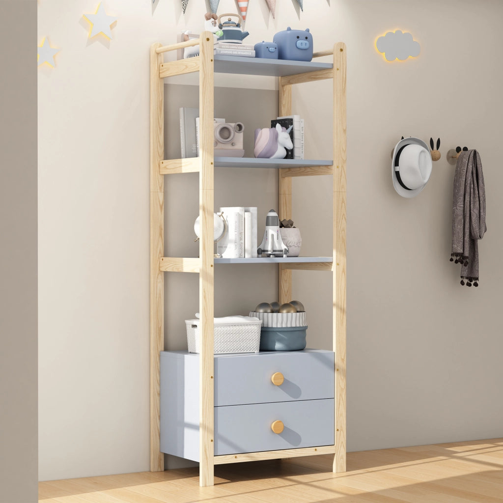 ARMADIO Combinato con Scaffale 90x45x180 cm Blu e Legno