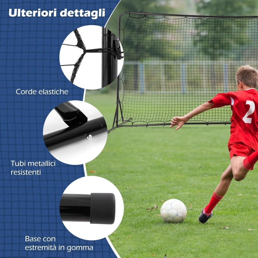 Porta da Calcio Rimbalzanti 372,5 x 182,5 CM, Set di Attrezzature da Calcio con Rete Resistente alle Intemperie, Borsa e 6 Picchetti per Terreno, Cortile e Parco