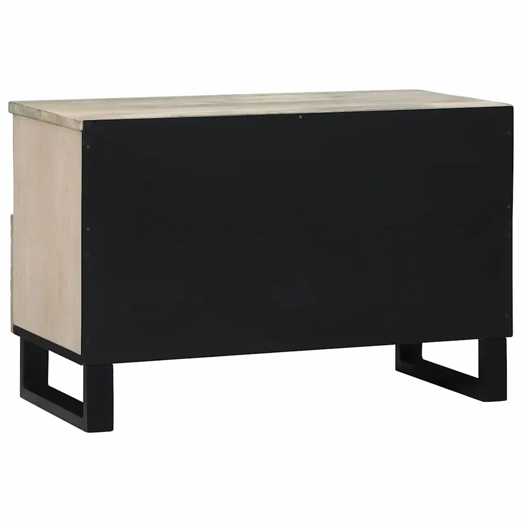 vidaXL Armadietto TV Bianco 70 x 33 x 46 cm legno massello di mango