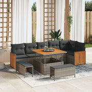Set Divano da Giardino con cuscino 9 pcs Grigio 3363188