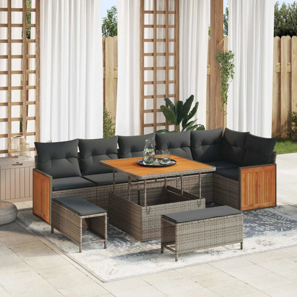Set Divano da Giardino con cuscino 9 pcs Grigio 3363188