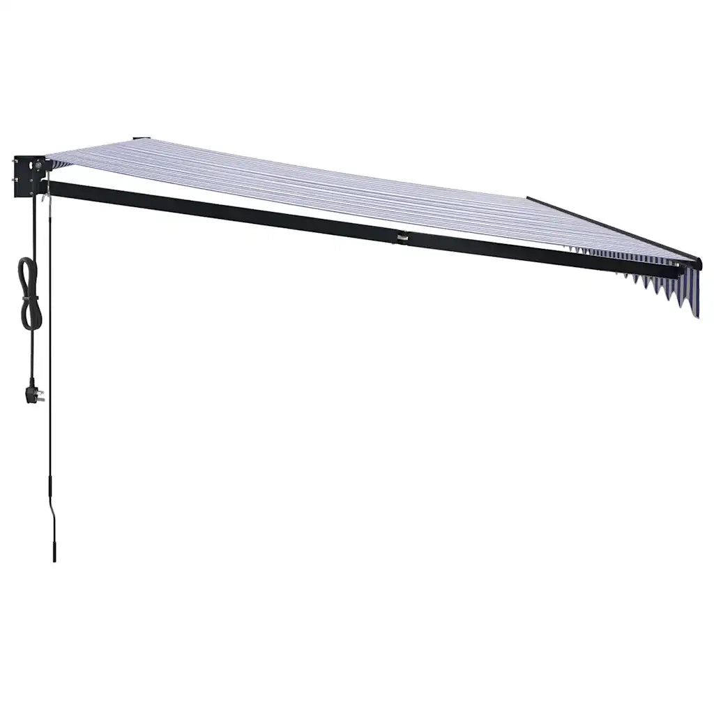 Tenda Sole Automatica Retrattile Blu e Bianca 5x3 m