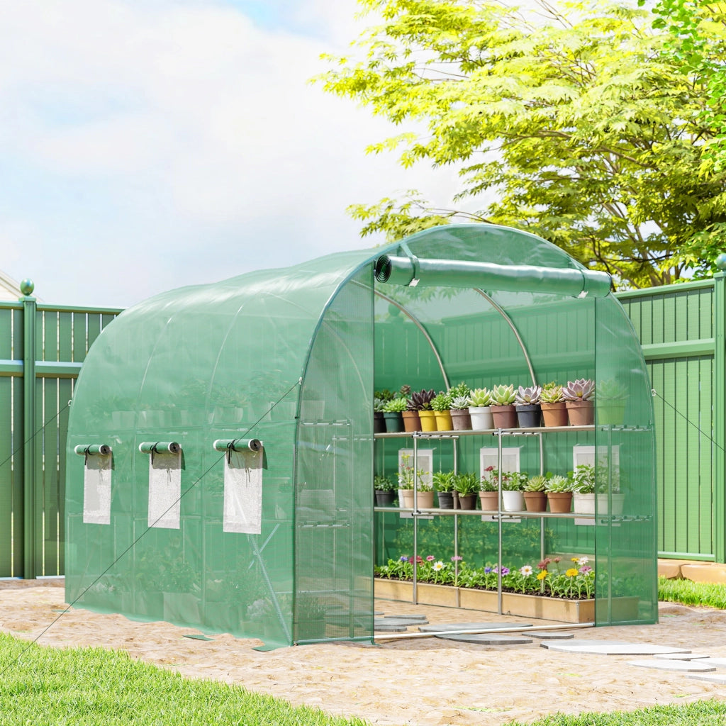 Serra da giardino pieghevole con scaffali e 6 finestre ¨C zephmum ¨C 2,7x2x2 m