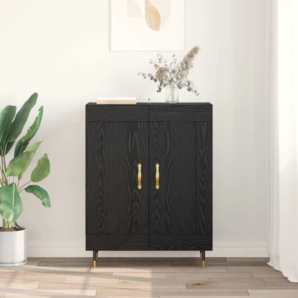 Credenza | Madia | Buffet da pranzo | Armadio da pranzo Rovere Nero 69,5 x 34 x 90 cm Legno multistrato