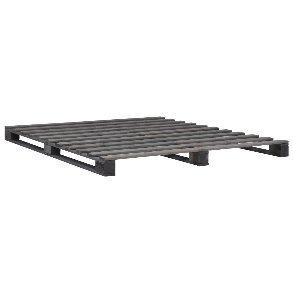 Giroletto in Pallet-Struttura Letto Grigio Legno Massello di Pino 180x200 cm