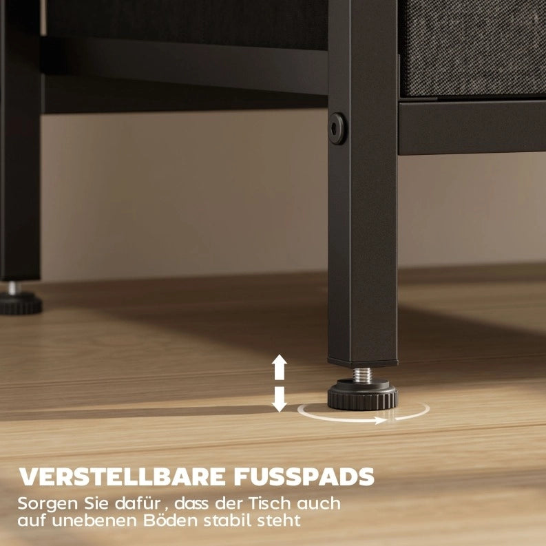 Tavolino da divano stretto con 2 prese AC; USB-A e USB-C; 2 cassetti; nero 40 x 30 x 60 cm