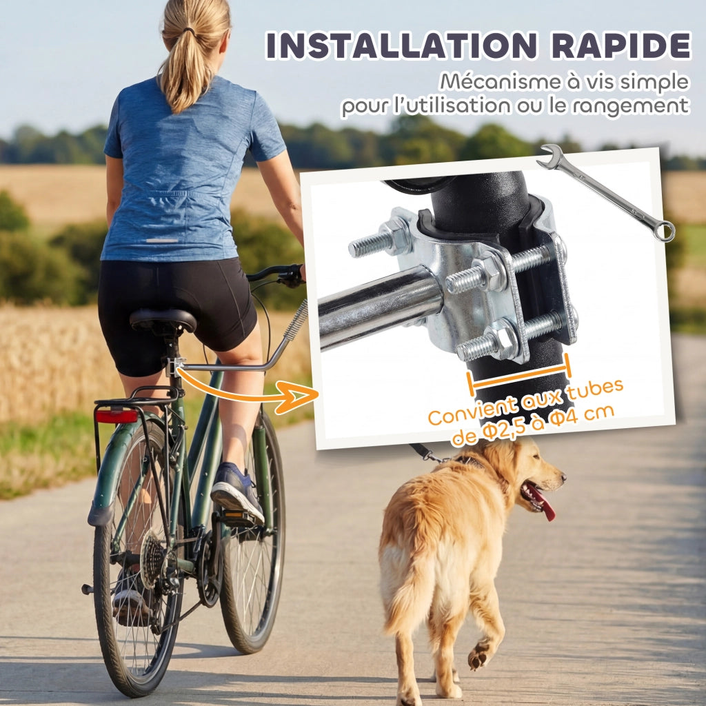 Supporto Bicicletta per Cane 180 cm ¨C zephmum ¨C Acciaio Inox, Argento