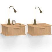IDMarket - Set di 2 comodini a parete JULIETTE, 1 cassetto, ripiano sospeso, doghe in legno