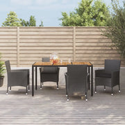 Set da Pranzo da Giardino 5 pz Nero con Cuscini in Polyrattan