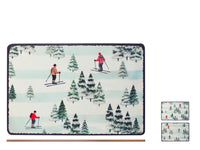 Set due tovagliette In sughero decoro sciatori 43x28 cm