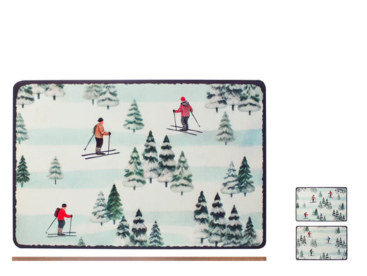 Set due tovagliette In sughero decoro sciatori 43x28 cm
