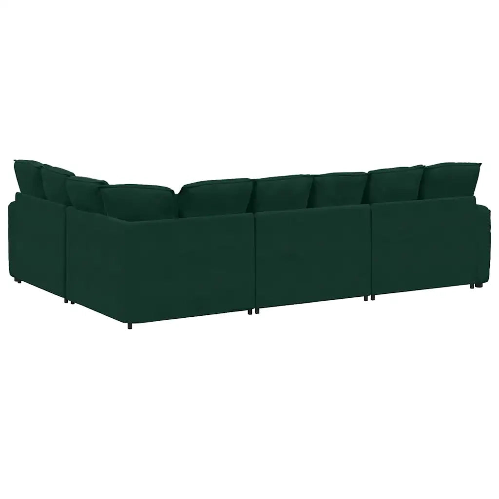 Divano Modulare con Cuscini in Velluto Verde Scuro 3321161