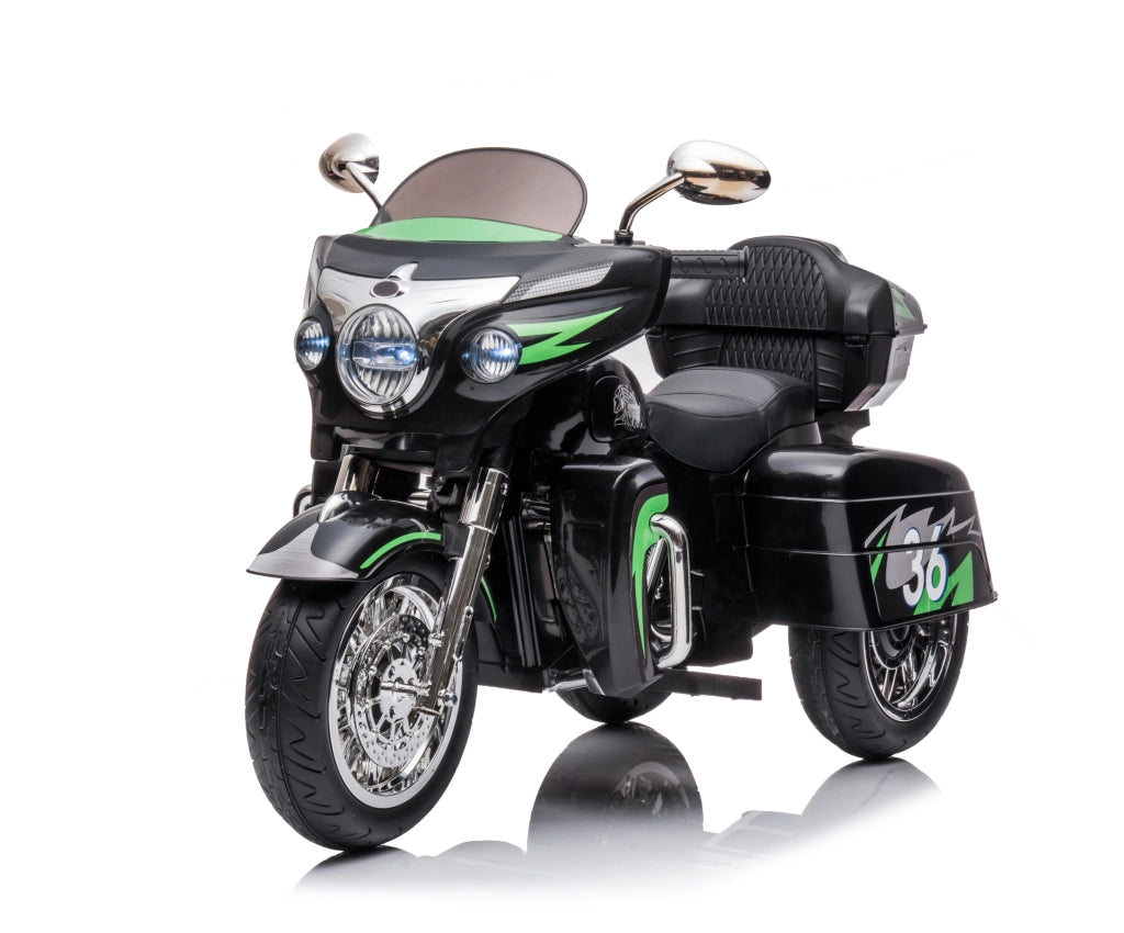 Motocicletta Giocattolo Elettrica per Bambini ¨C zephmum ¨C 3 Ruote, Accensione a Chiave, Fari, Contenitore