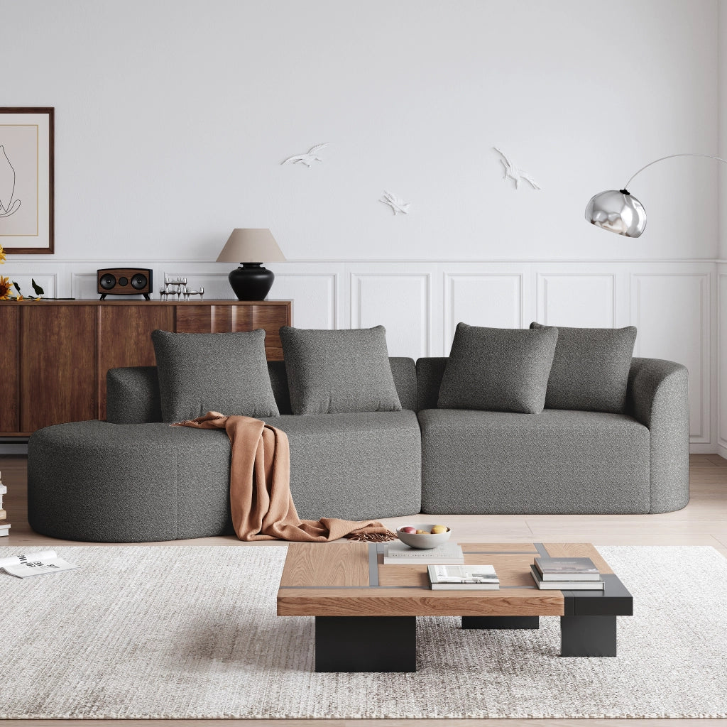 Divano in chenille moderno - Zephmum - Extra largo e profondo, 4 posti, con 4 cuscini decorativi