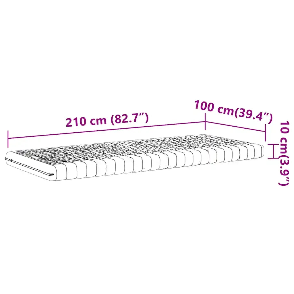 Materasso in Schiuma-Materasso per Letto Bianco 100x210 cm 7 Zone Durezza 20 ILD