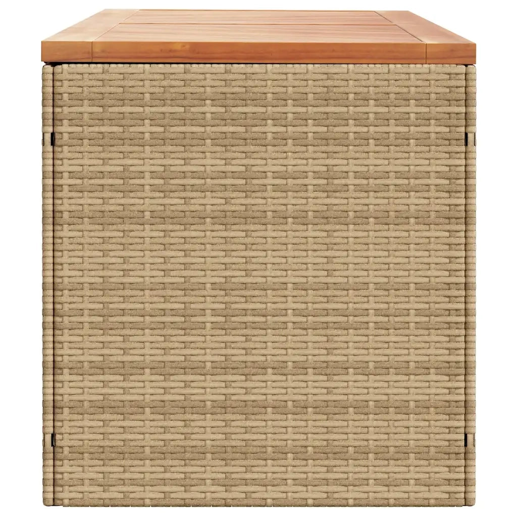 Contenitore da Giardino Beige 220x50x54 cm Polyrattan e Acacia 365960