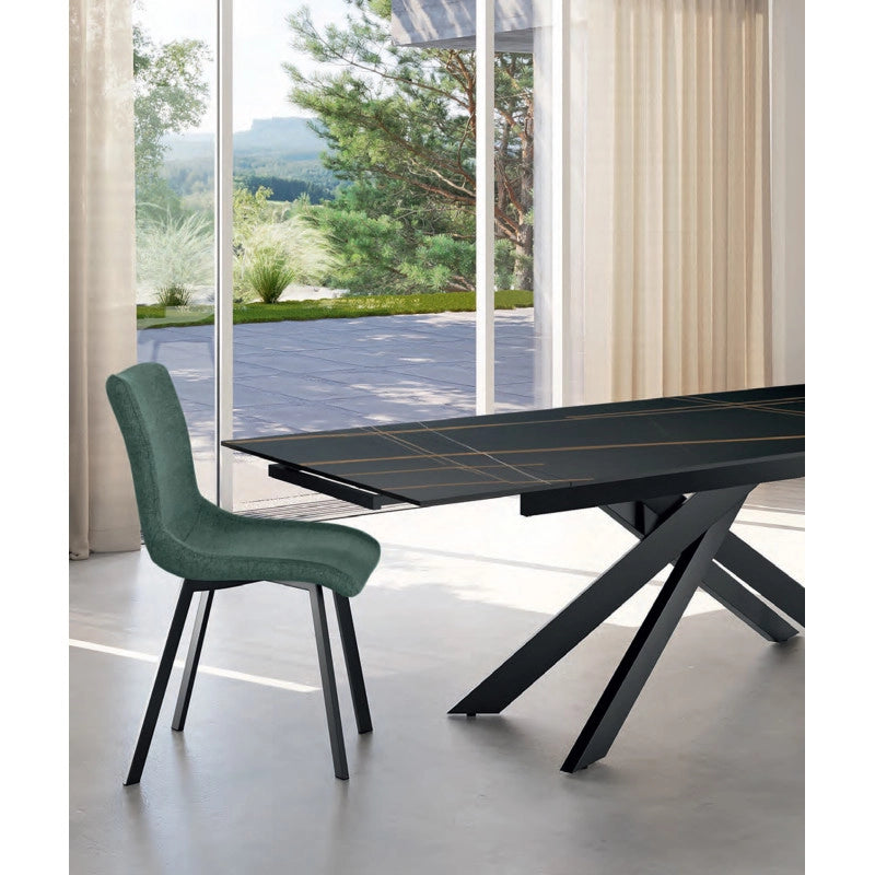 Sedia rivestita in tessuto easy-clean Gambe in metallo verniciato Iris 45cm X 56cm H 86cm Stones
