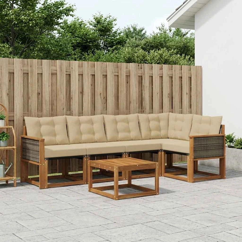 Set di divani da esterno 6 pz Naturale e Beige 3381965