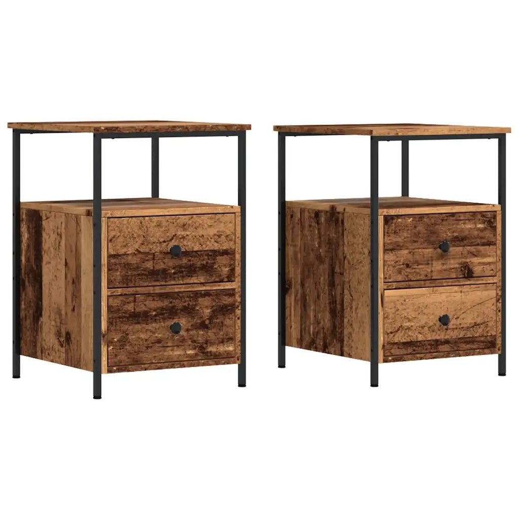 Comodini Legno Antico 2 pz 34x35,5x50 cm in Legno Multistrato 857259