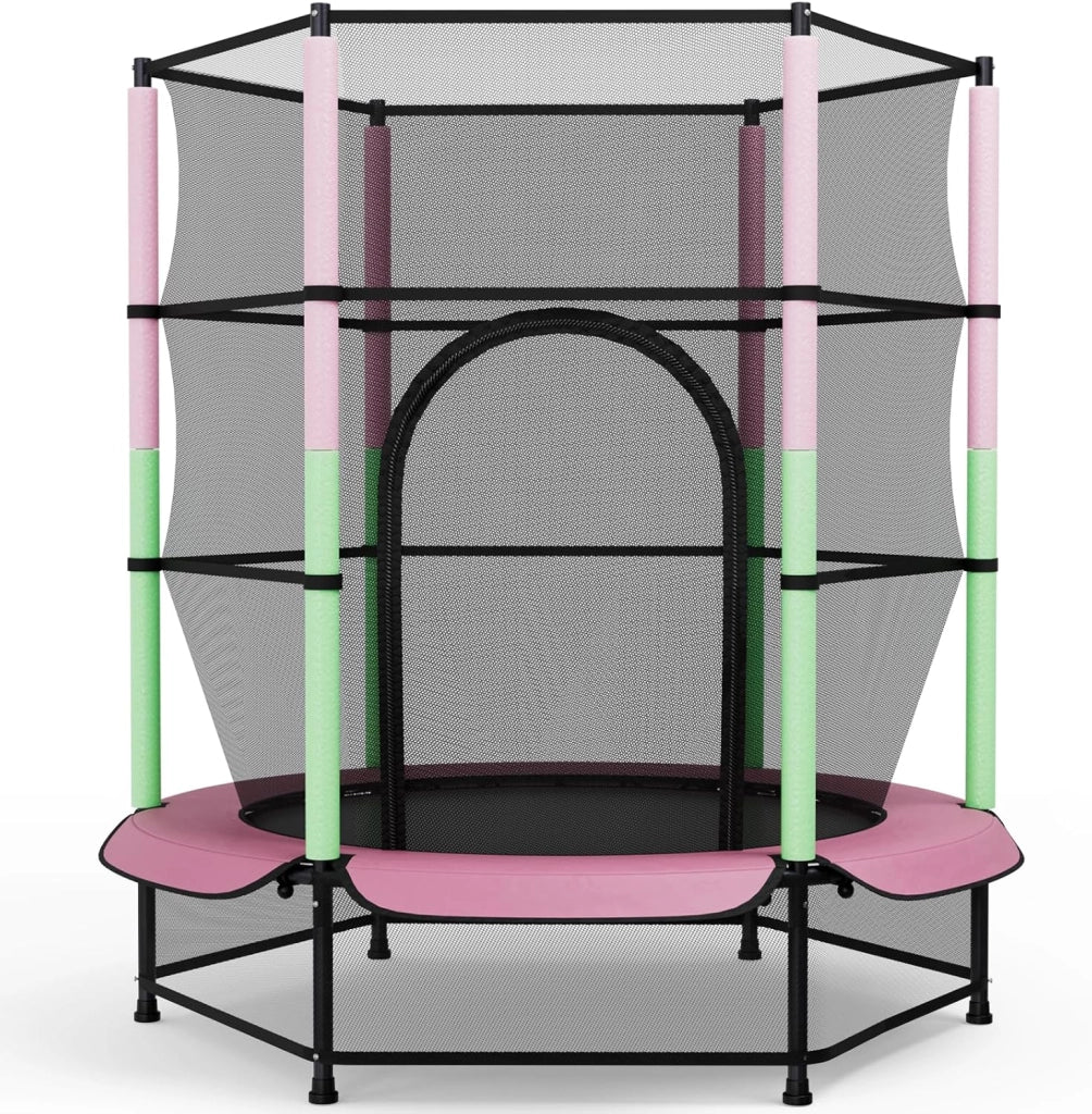 Trampolino Elastico Bambini, Tappeto Elastico Bambini Ø140 cm, Salterello bambini con Rete Sicurezza, Trampolino Giardino per Esterno e Interno, Max 50 kg, per Regali