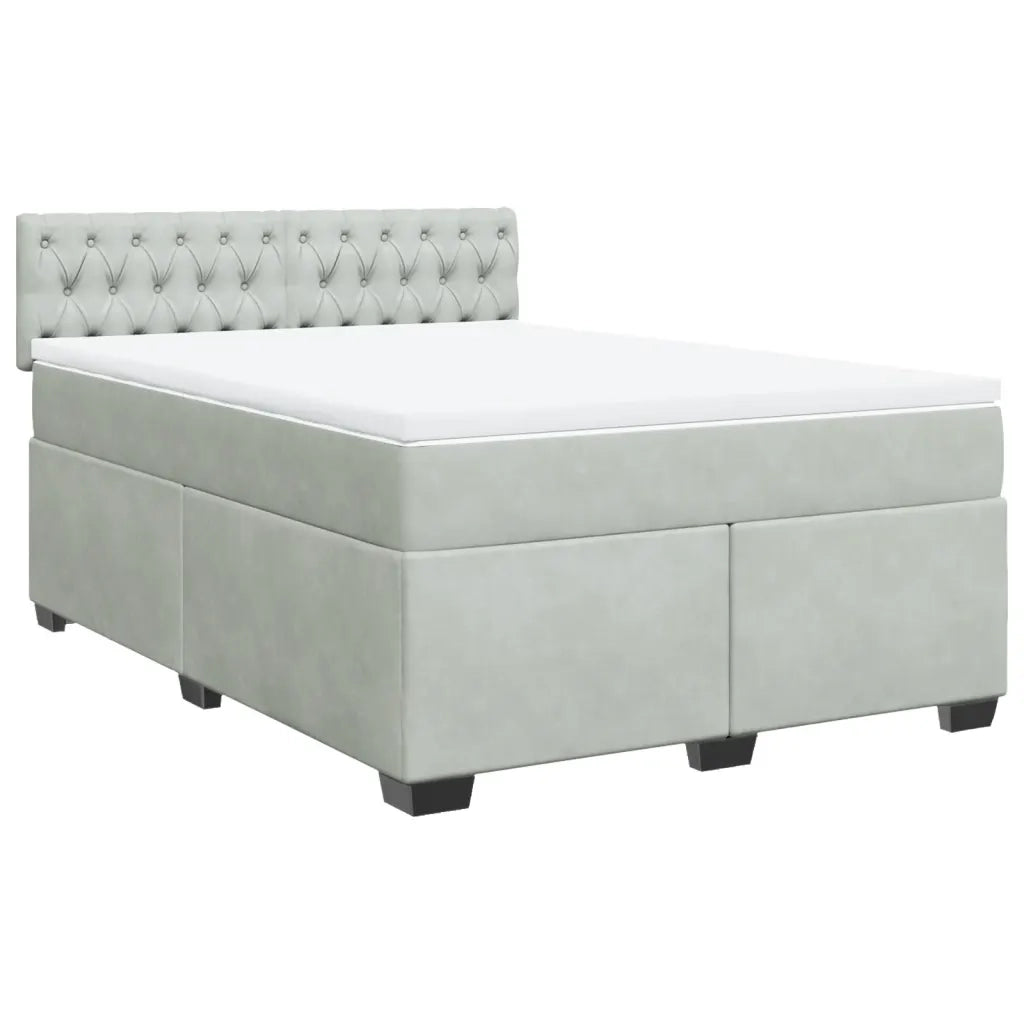 vidaXL Giroletto a Molle con Materasso Grigio Chiaro 160x200cm Velluto