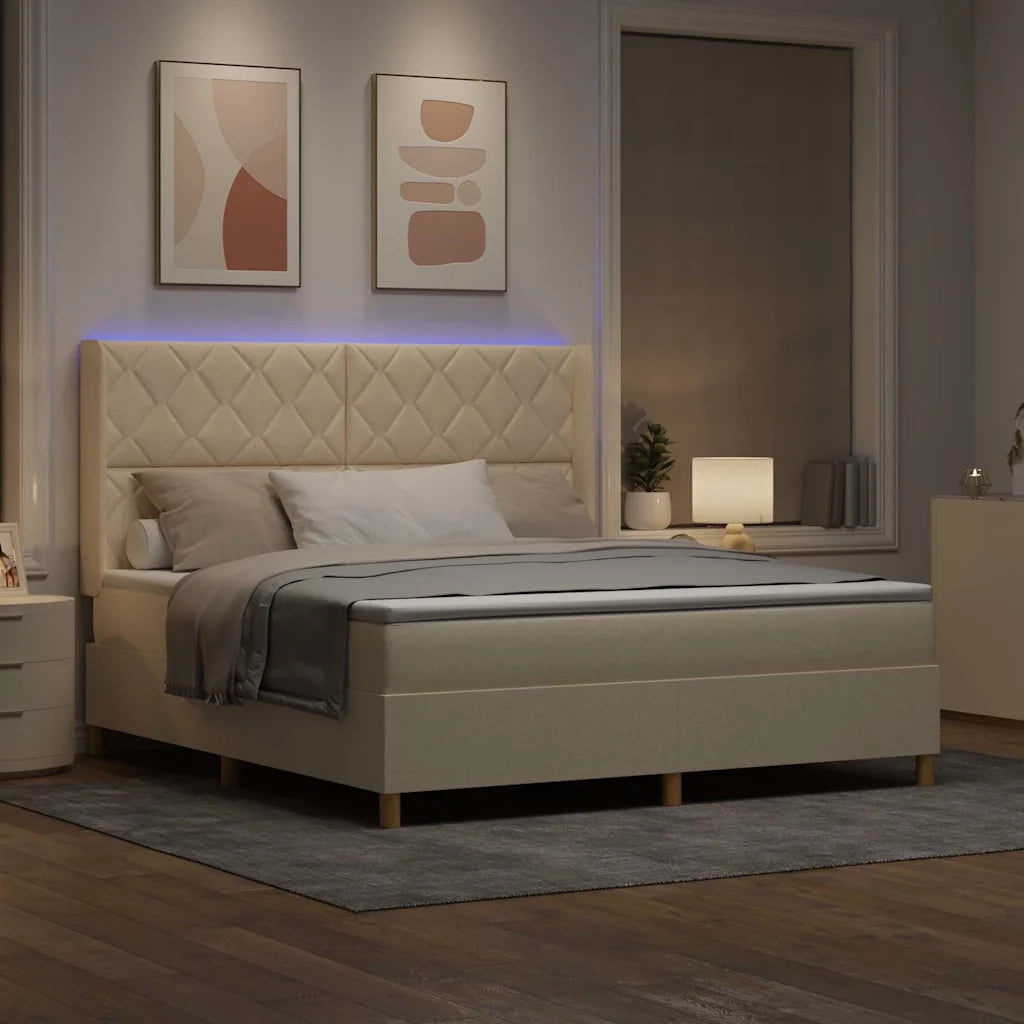Letto a molle con materasso Crema 180 x 200 cm Tessuto 3343775