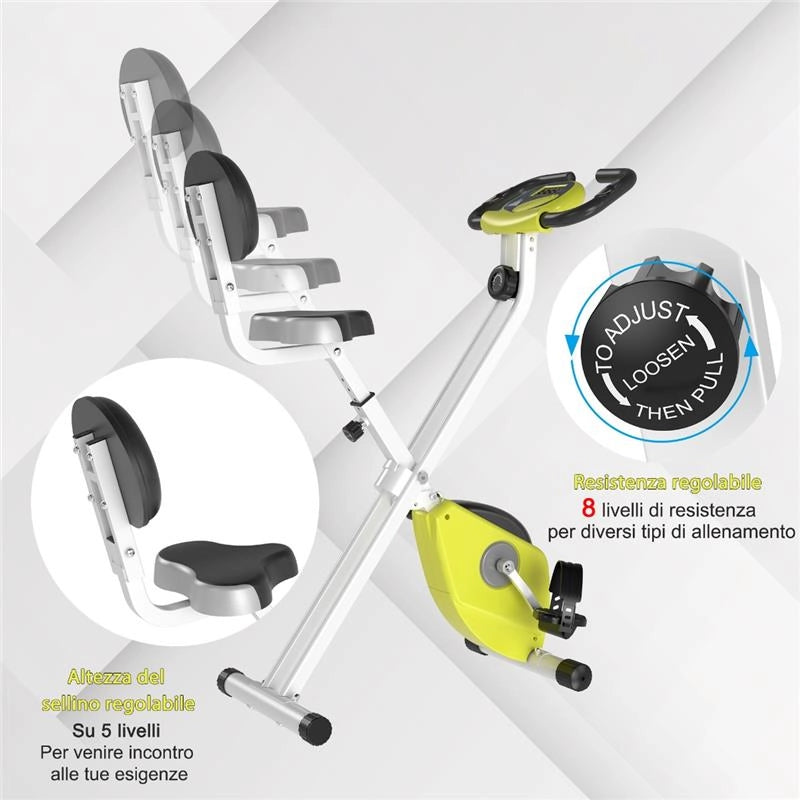 CYCLETTE MAGNETICA PIEGHEVOLE CON ALTEZZA E INTENSITÀ REGOLABILE GIALLA
