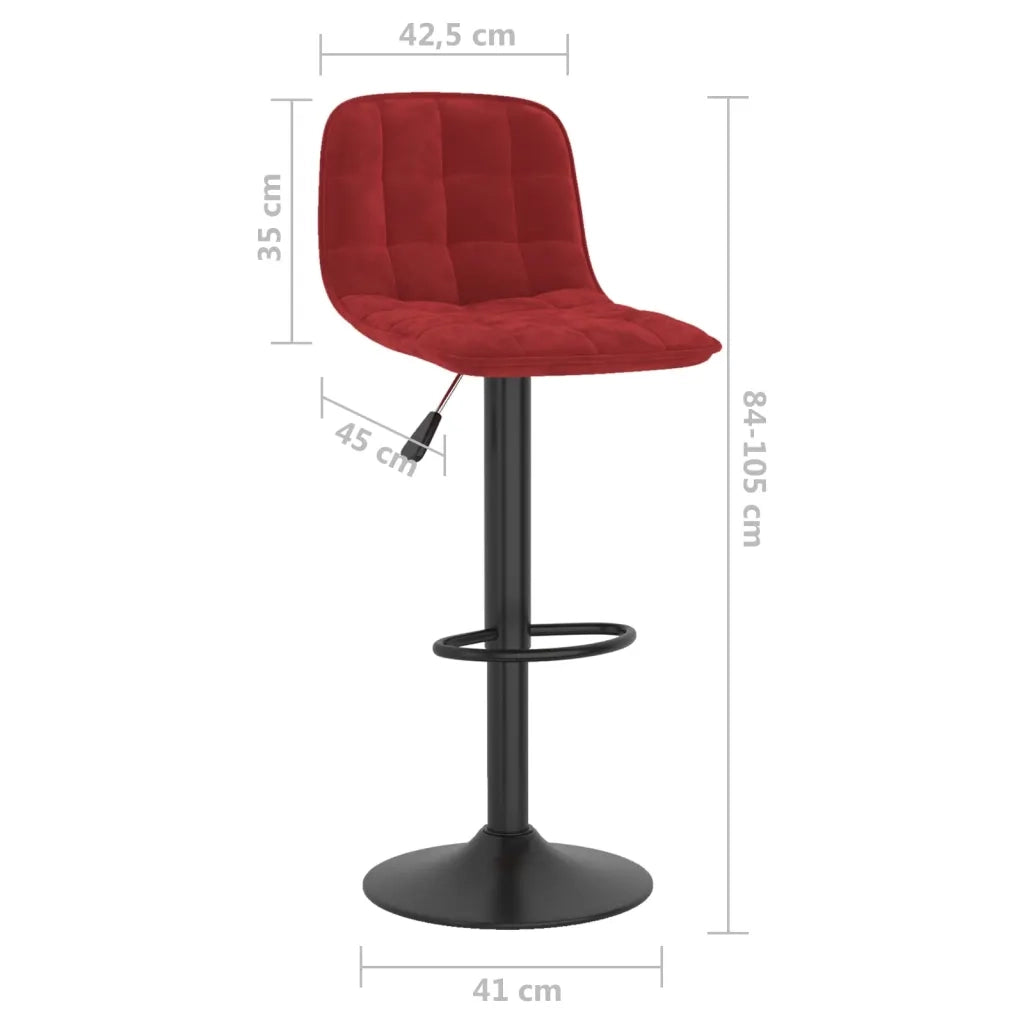 Sgabelli da Bar 2 pz Rosso Vino in Velluto 333997