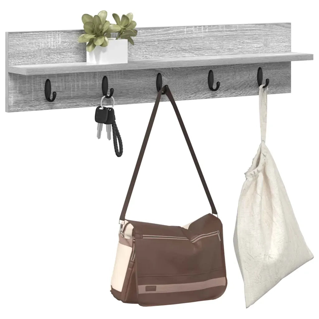 vidaXL Appendiabiti a muro Grigio sonoma 80 x 10.5 x 18 cm