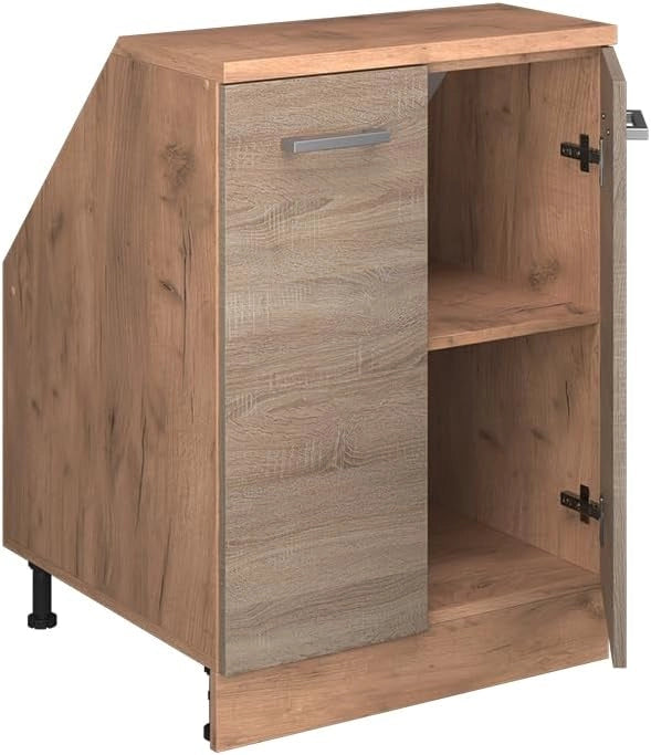 Mobile sottotetto Rion, Sonoma, 60 x 81.6 cm con 2 porte, carcassa 60 cm profondità, adatto per il salvaspazio sotto tetti spioventi