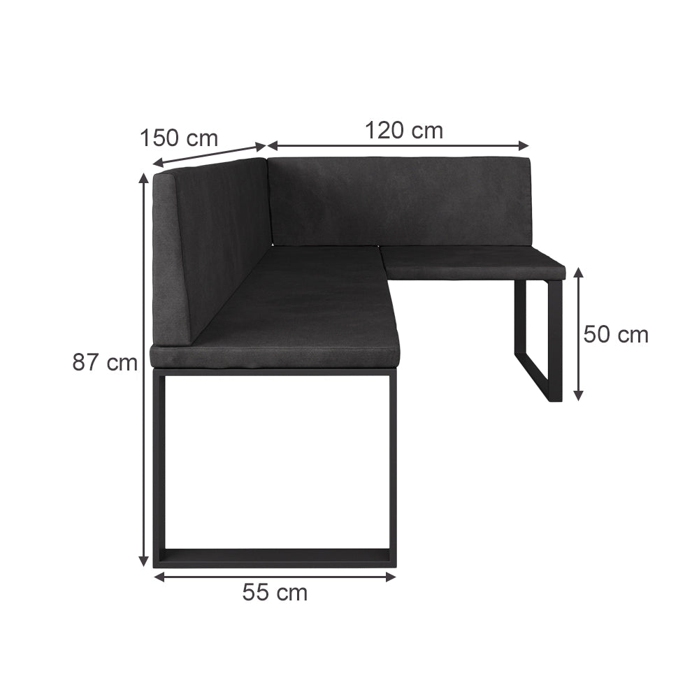 Vicco panca ad angolo Antracite 120 x 150 cm