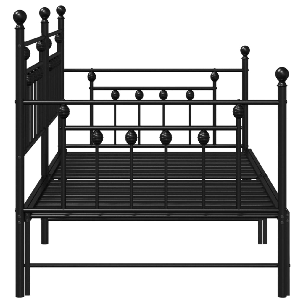 Letto Giorno  con Trundle Nero 90x190 cm in Acciaio