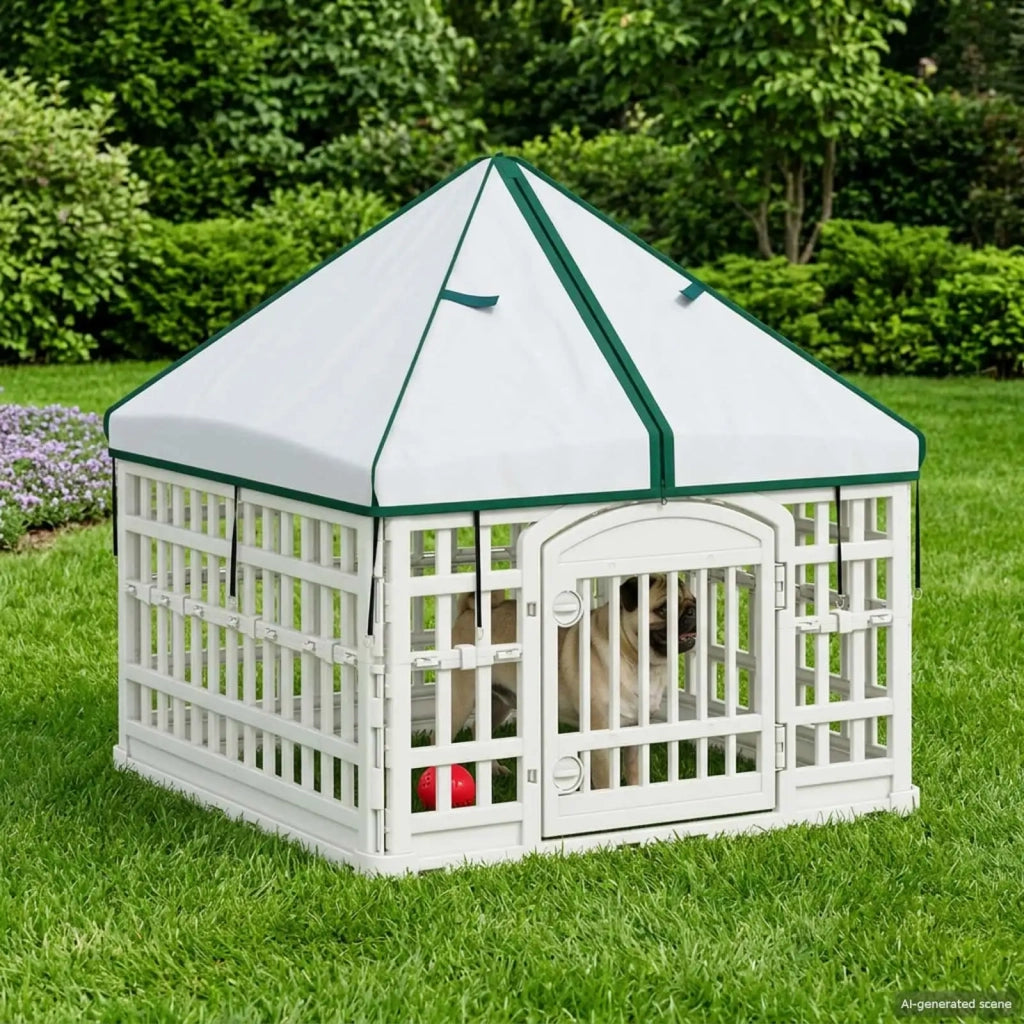 Pannello per cani a 4 sezioni con tetto Bianco 88 x 58 cm 42027220