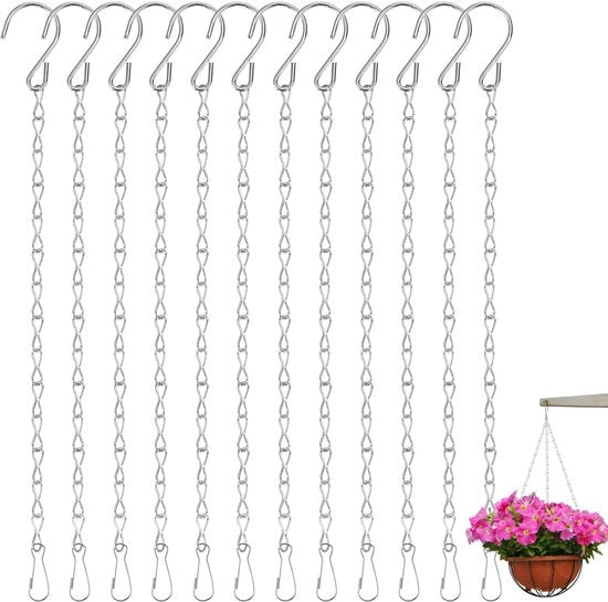 Pacchetto di 12 catene da appendere, 25 cm catena metallica per appendere, catena per appendere piante, catena metallica per appendere, catena argentata per appendere vasi fiorali, vasi per piante, uccelli, lampioni, cartelli pubblicitari