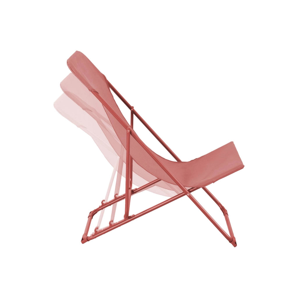 Set 2 lettini prendisole pieghevoli, terracotta