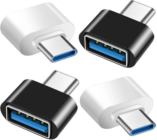 Adattatore OTG USB-C a USB 3.0 - 4 pezzi - Compatibile con MacBook Pro, Samsung Galaxy - Tipo-C Telefono Tavola - Nero e Bianco