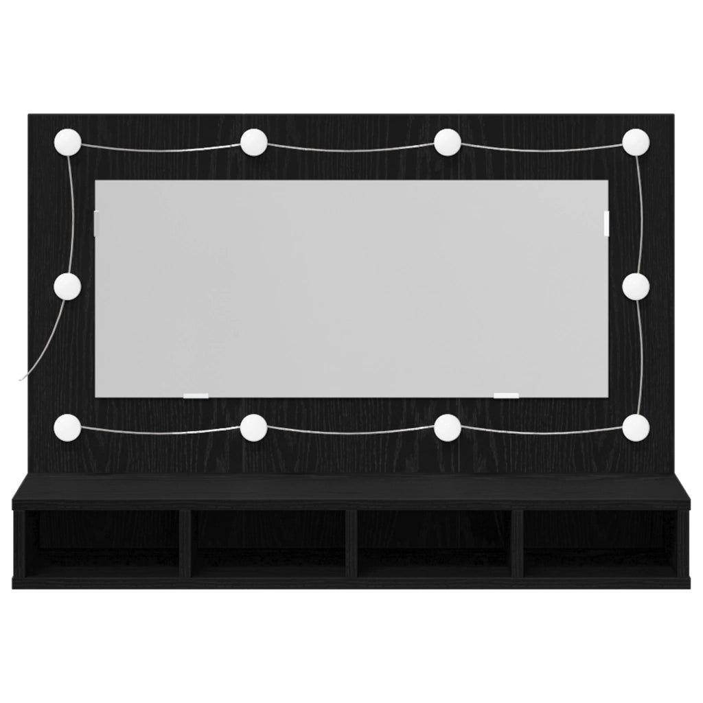Armadio Specchio LED  in Rovere Nero - 90x31,5x62 cm