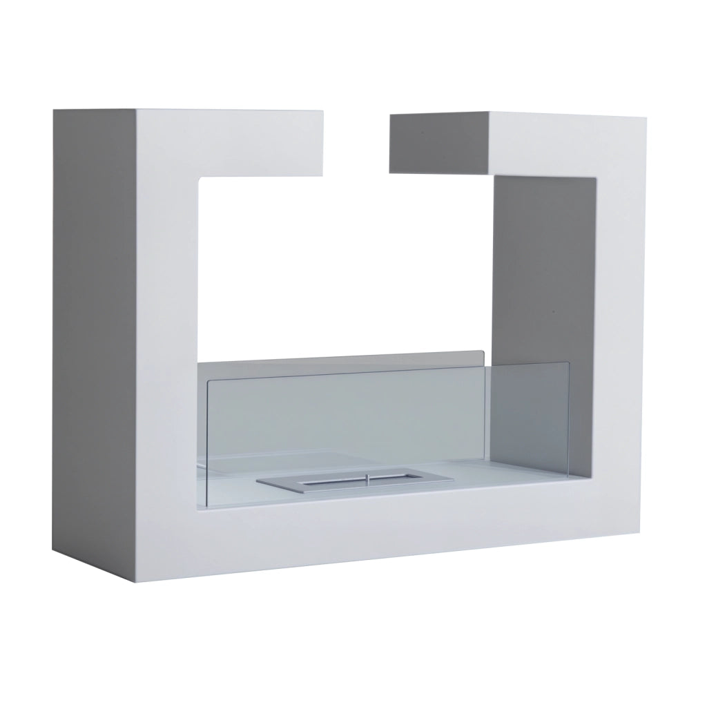Caminetto Bioetanolo da Tavolo ¨C zephmum ¨C Acciaio Inossidabile Vetro 78x25x58 cm Bianco