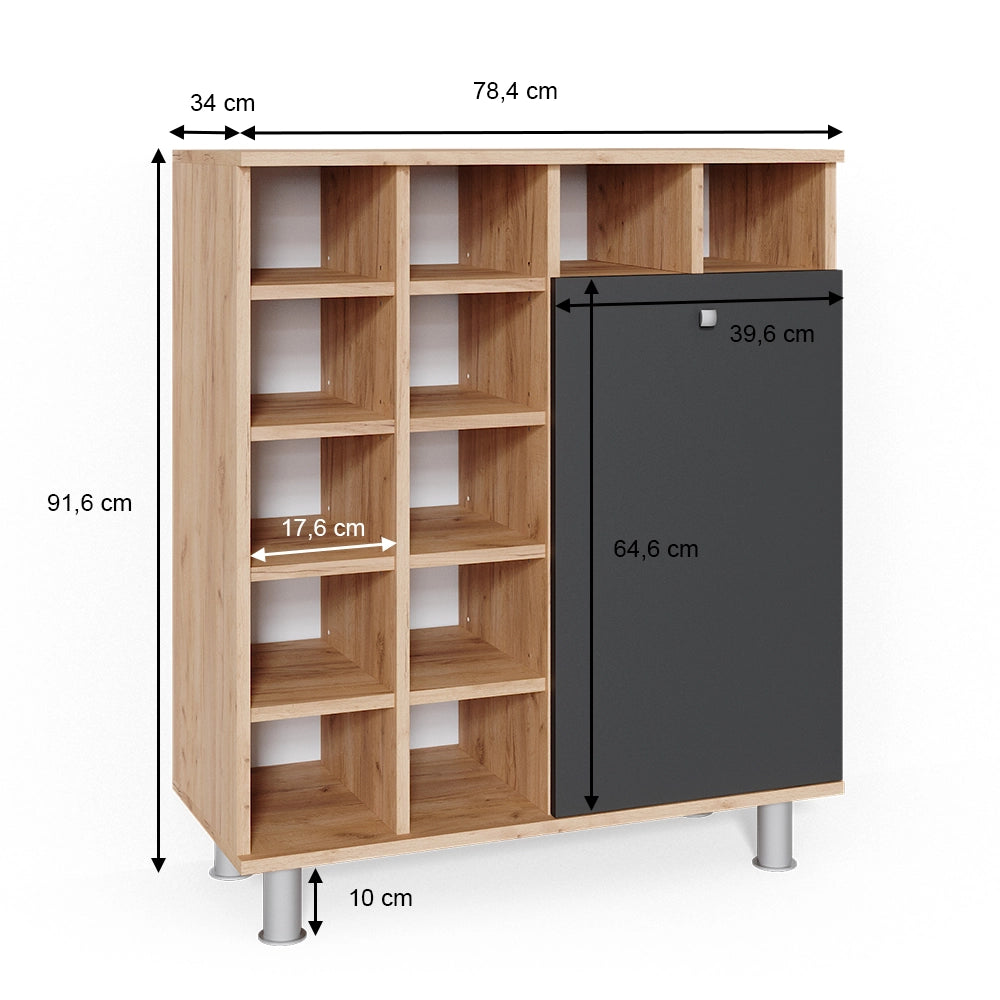 Armadietto da bagno con portabiancheria Fynn Antracite 78.4 x 91.6 cm Vicco
