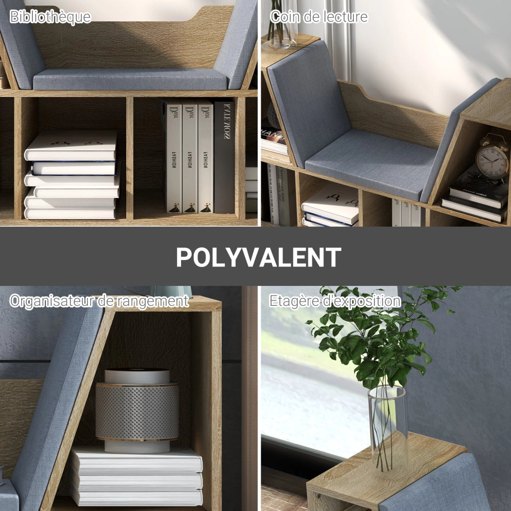 Libreria con panca 6 scomparti ¨C zephmum ¨C Grigio 102x30x61 cm
