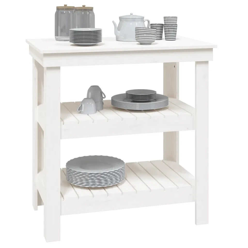 Banco da Lavoro Bianco 78,5x50x80 cm in Legno Massello di Pino CFW9376390
