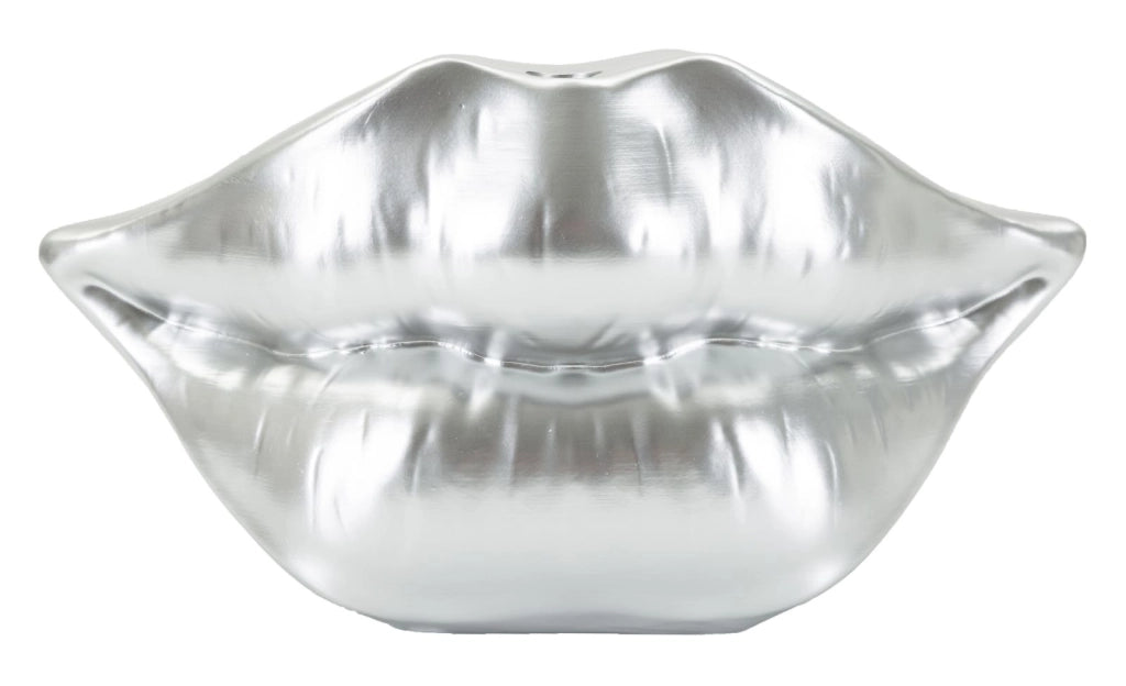 Vaso Mouth Lip Silver 23x8x12 cm in Resina Argento