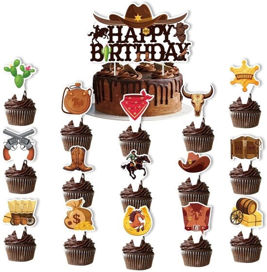 Decorazioni per torte 13 pezzi - Bandierine per torte - Accessori professionali - Decorazioni per cupcake - Decorazioni per feste - Materiali lignei/cartacei