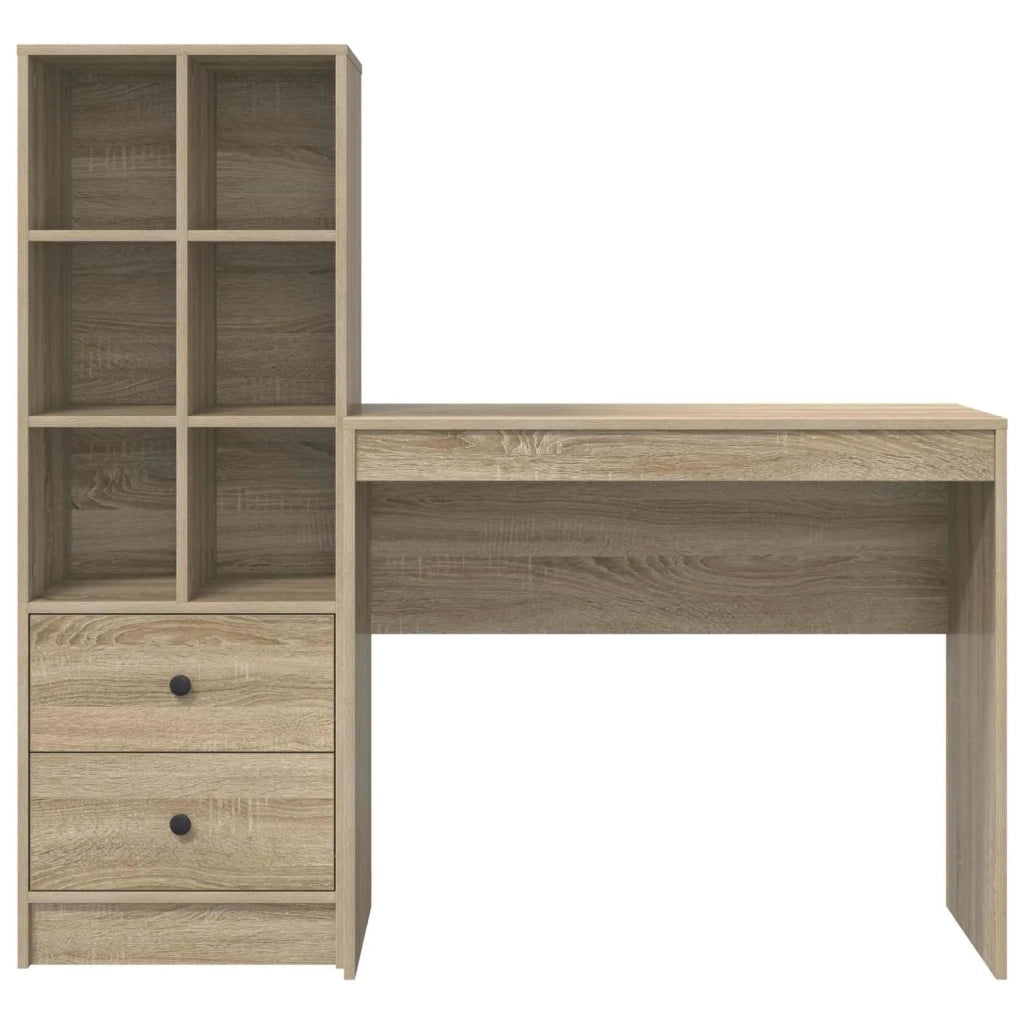 Scrivania | Tavolo da Ufficio con cassetto con lo scaffale 2 pz Rovere Sonoma