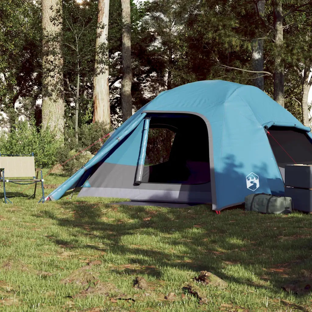 Tenda da Campeggio a Cupola per 4 Persone Blu Impermeabile 94720