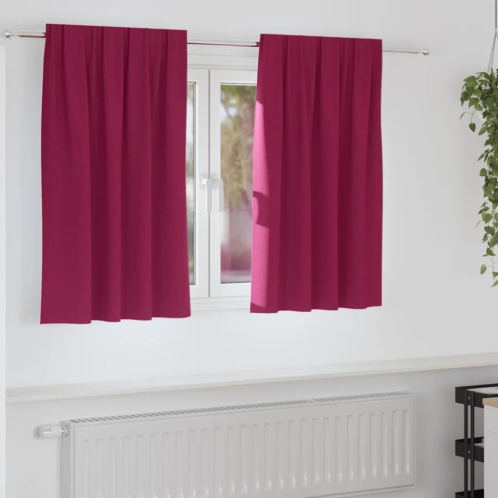 Tende Blackout con Anelli 2 pcs Rosso Vino 140 x 140 cm
