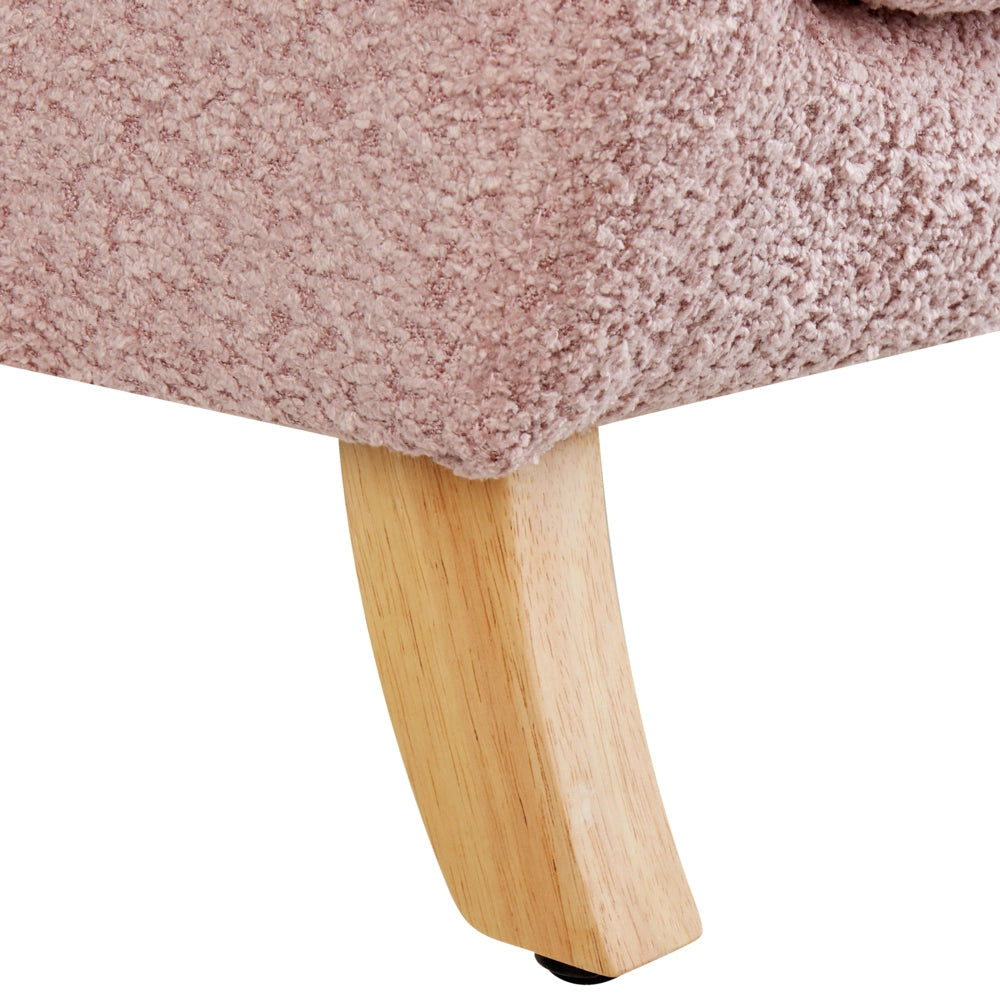 Sedia imbottita in bouclé rosa chiaro con braccioli Sedile per bambini Design moderno
