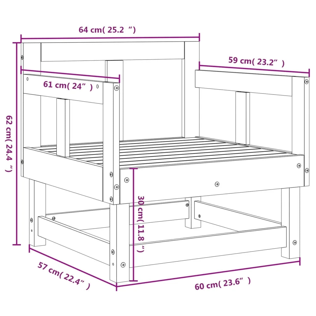 Sedia da patio-Sedie da Giardino 2 pz Nere in Legno Massello di Pino 231446