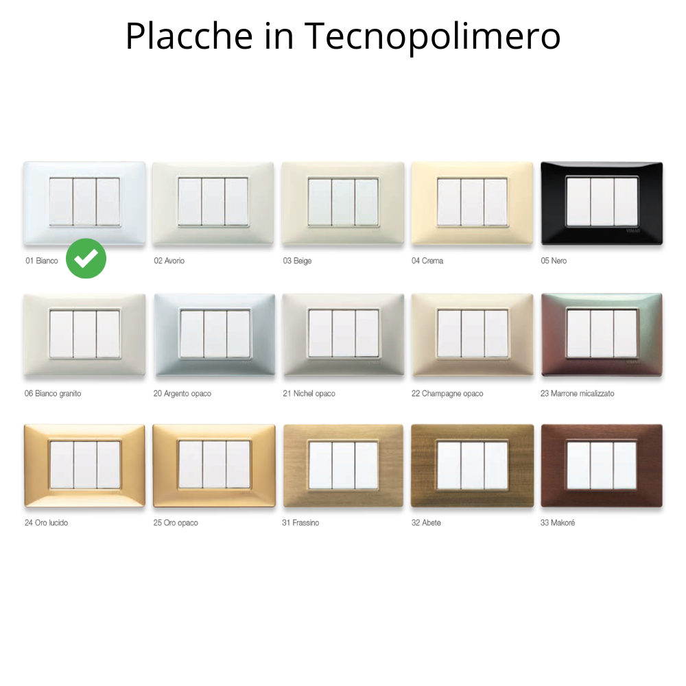 Vimar plana placca 3 posti pezzi 20 tecnopolimero bianco 14653.01