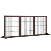 Cancelletto Pieghevole e Regolabile in Legno di Pino e Metallo con Base Stabile, per Cani e Cuccioli, 185x36x71cm